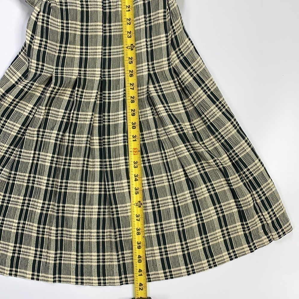 Casual Corner Vintage Green Cream Midi Scoop Neck Belted Dress - Picture 6 of 11